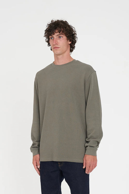 HUFFER Waffle Long Sleeve Sup Tee Khaki
