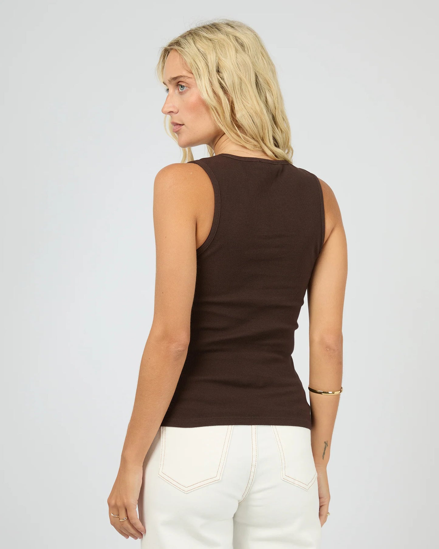 ALL ABOUT EVE Willow Rib Tank Choc