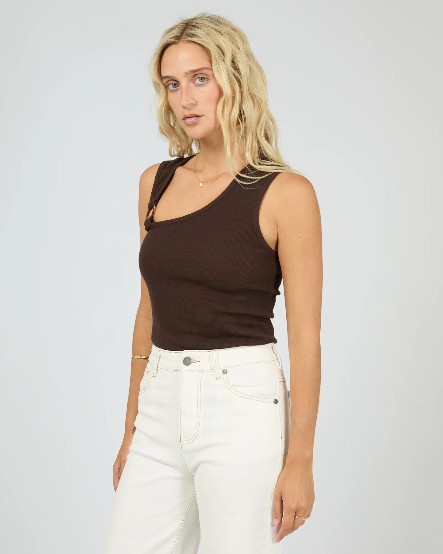 ALL ABOUT EVE Willow Rib Tank Choc