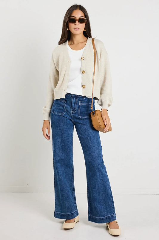 IVY + JACK Agatha Fine Knit Cardigan Oat