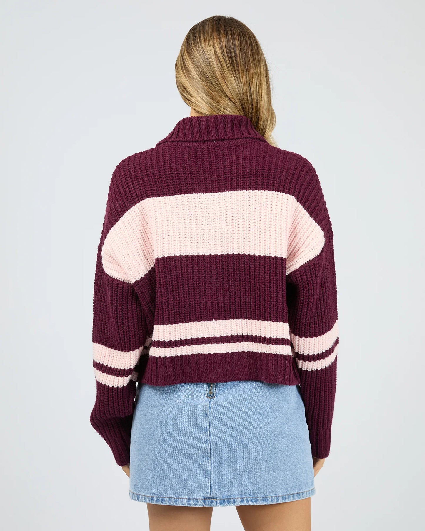 ALL ABOUT EVE Aida Knit Zip Thru Wine/Pink