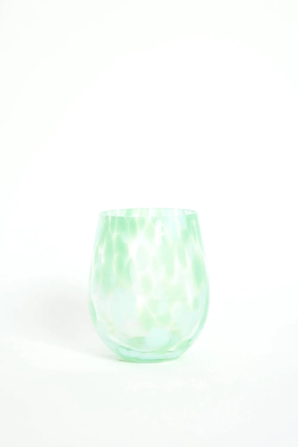 WILLOW & MAE Stemless Aqua Splatter Wine Glass