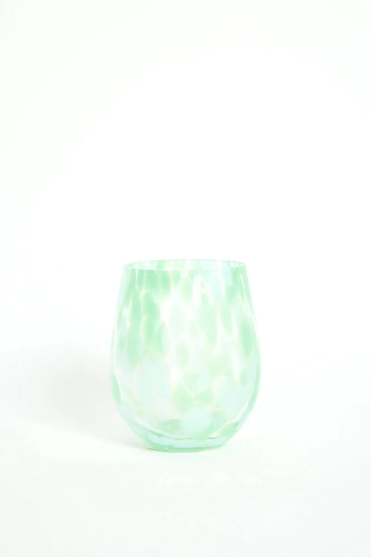 WILLOW & MAE Stemless Aqua Splatter Wine Glass