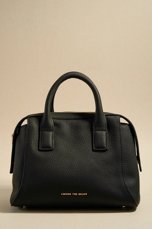 AMONG THE BRAVE Amalfi Black Leather Double Handle Shoulder Handbag
