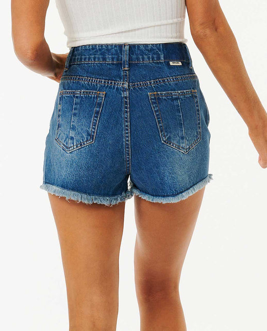 Rip Curl Amy High Waist Denim Short Blue