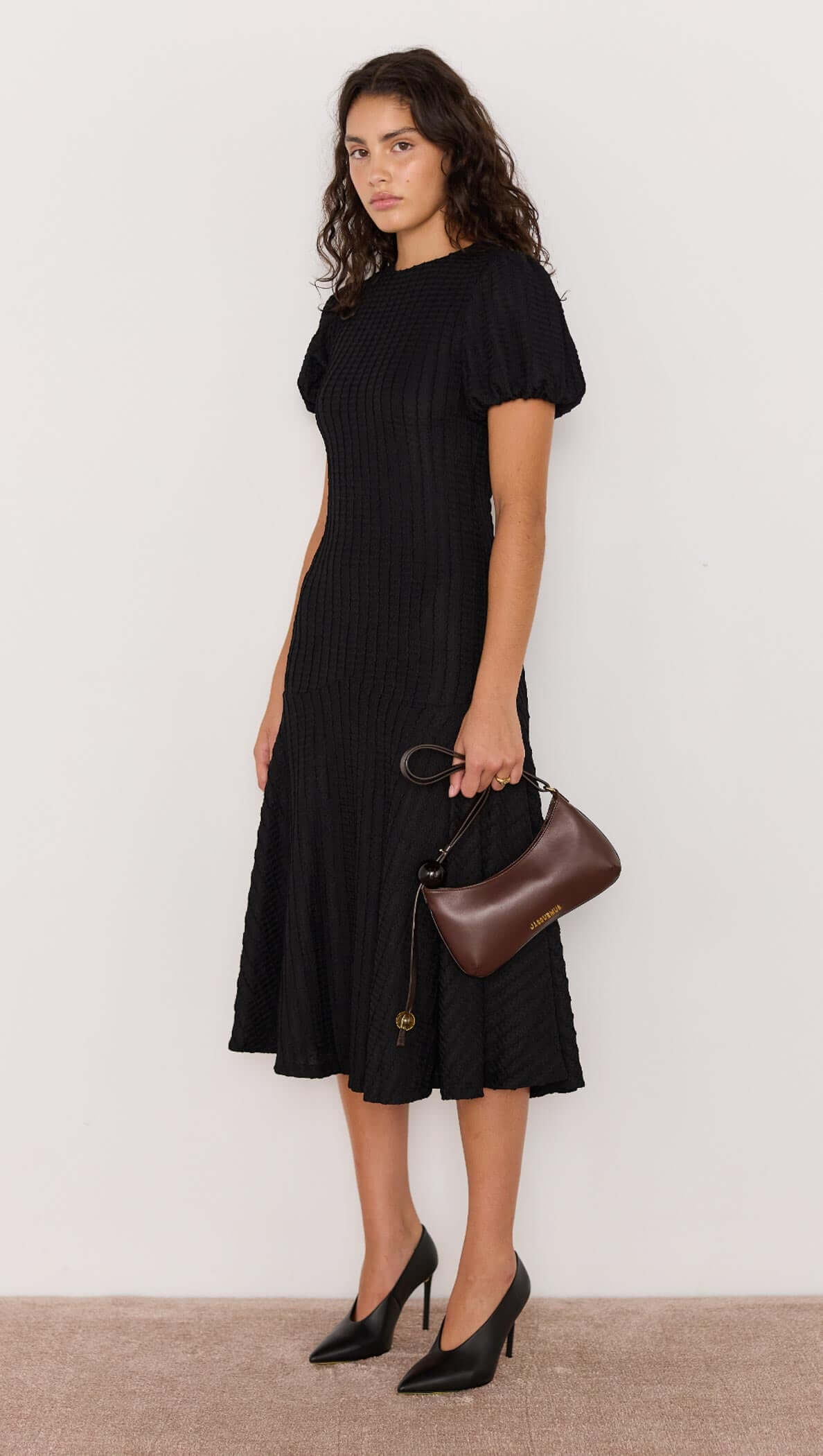 MINK PINK Anais Drop Waist Midi Dress Black