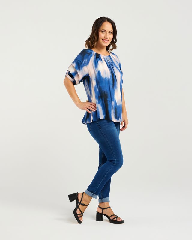 ZAFINA Anne Top Celeste Print