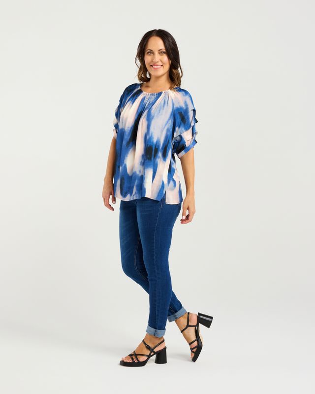 ZAFINA Anne Top Celeste Print