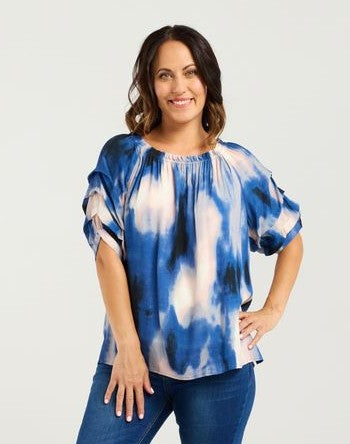 ZAFINA Anne Top Celeste Print
