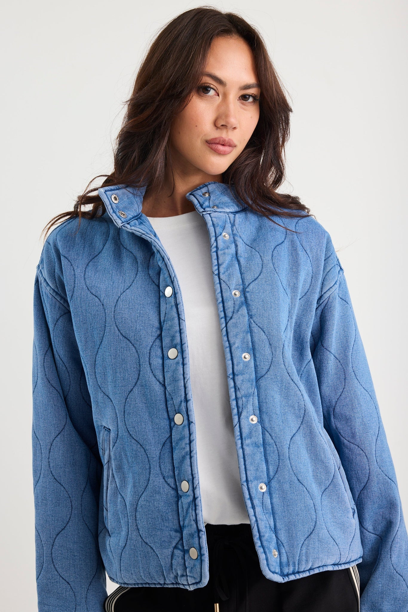 STORIES BE TOLD Apex Storm Blue Denim Quilted Jacket