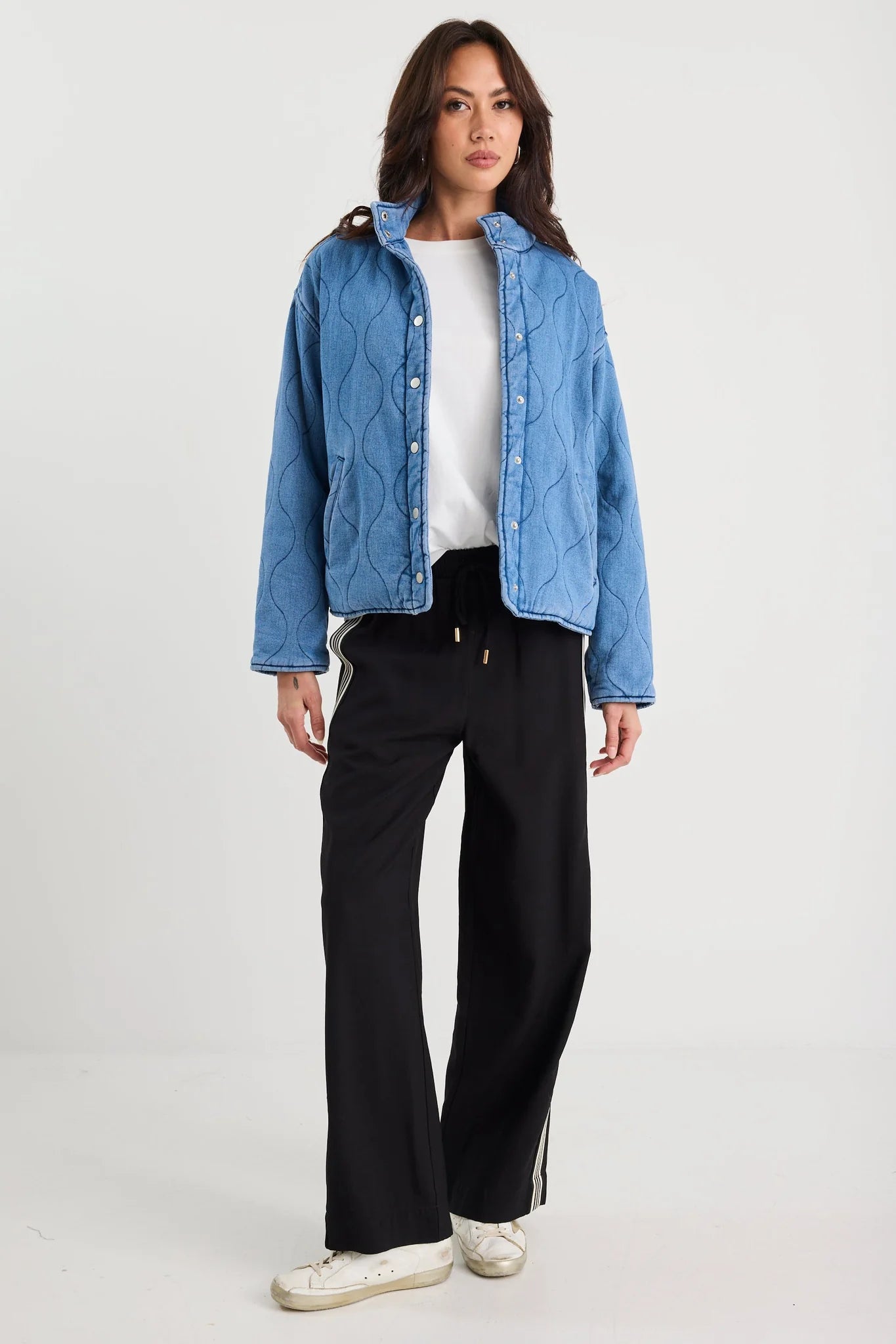 STORIES BE TOLD Apex Storm Blue Denim Quilted Jacket