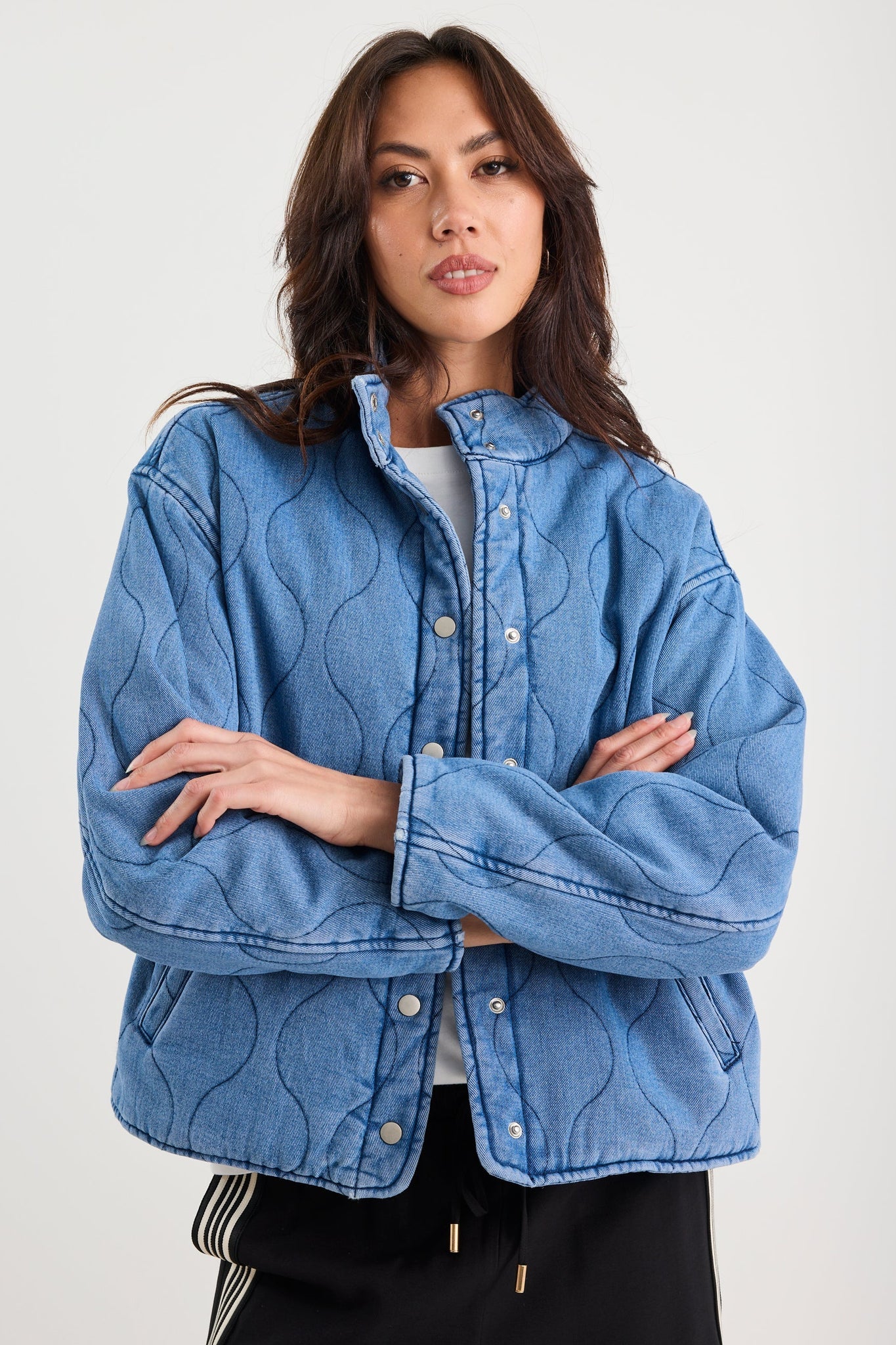 STORIES BE TOLD Apex Storm Blue Denim Quilted Jacket