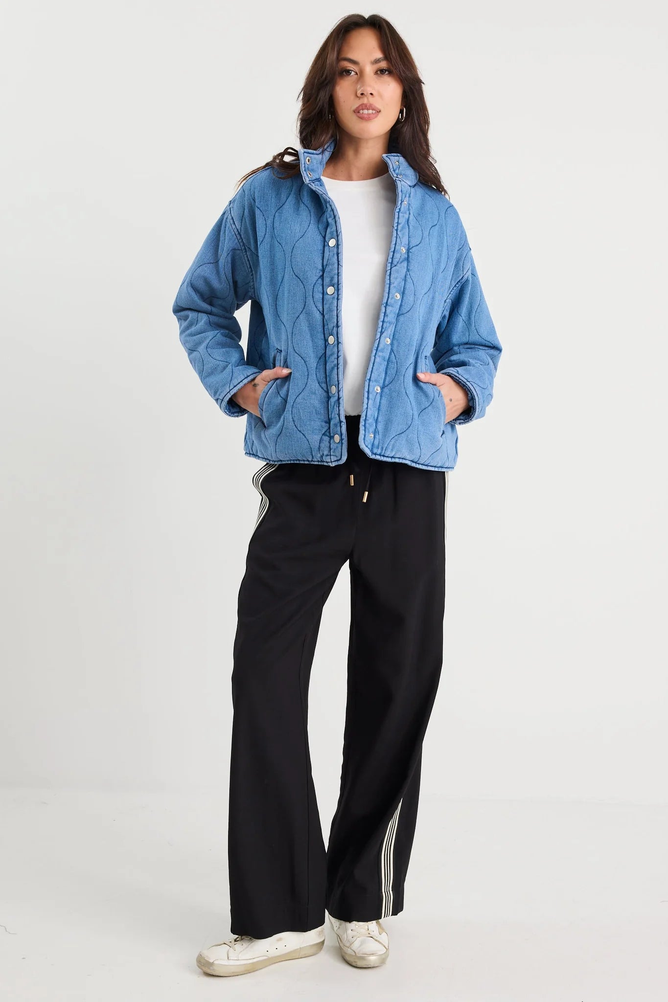 STORIES BE TOLD Apex Storm Blue Denim Quilted Jacket
