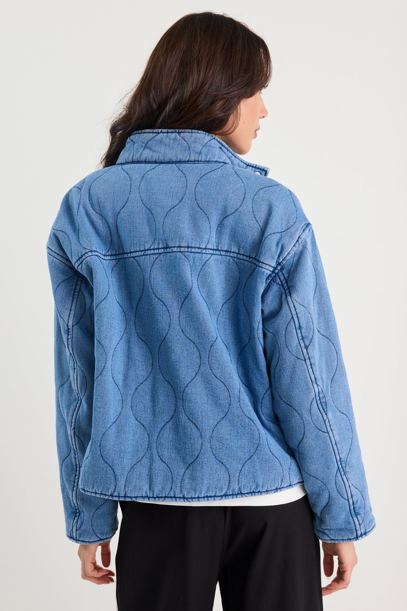 STORIES BE TOLD Apex Storm Blue Denim Quilted Jacket