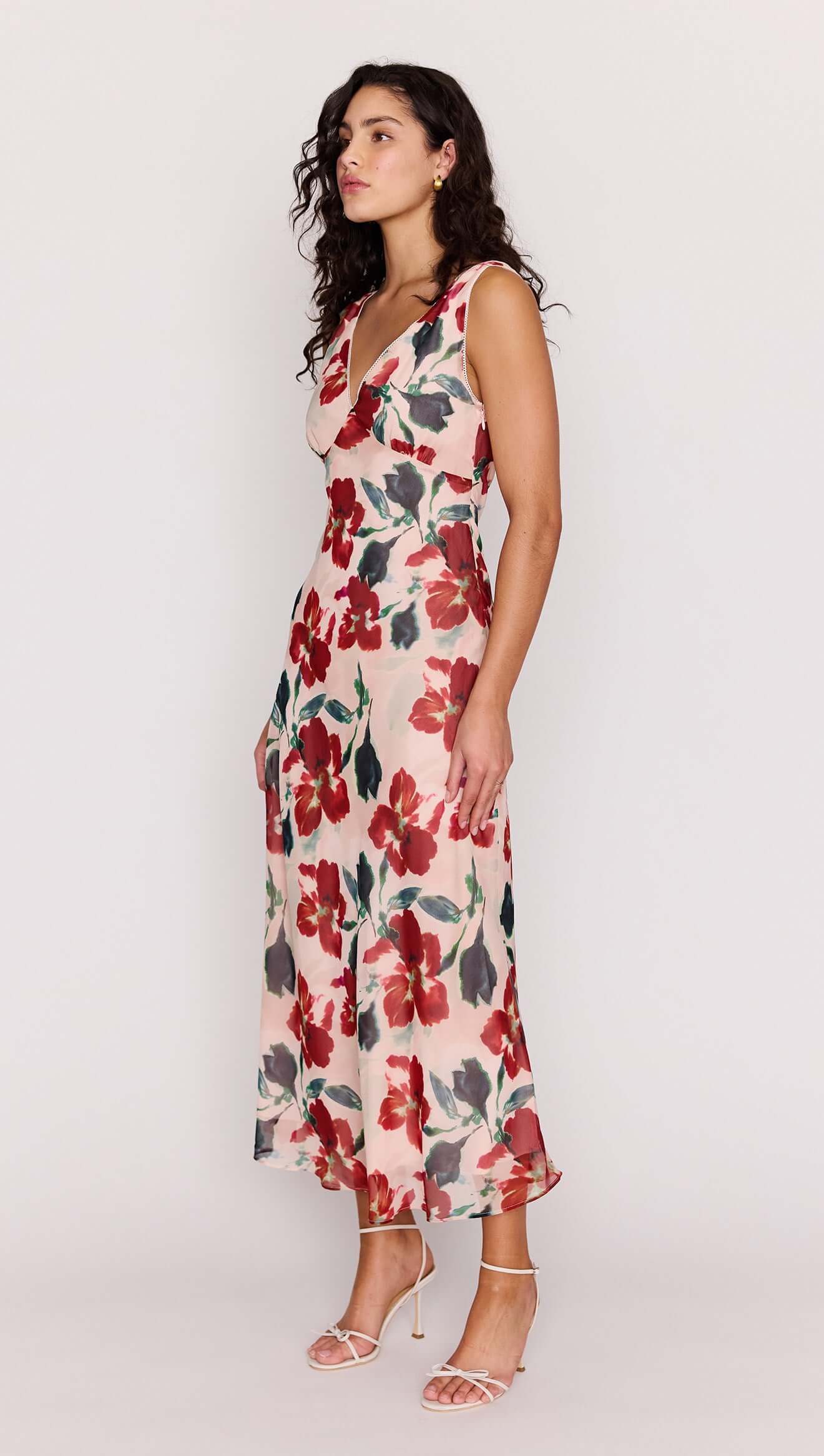 MINK PINK Arabella Floral Bias Midi Dress