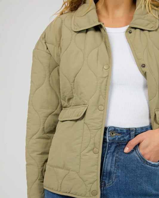 SiILENT THEORY Archer Stitched Jacket Sage Green