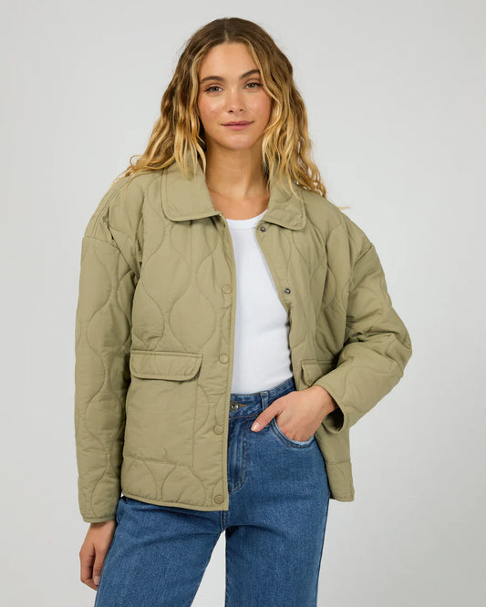 SiILENT THEORY Archer Stitched Jacket Sage Green