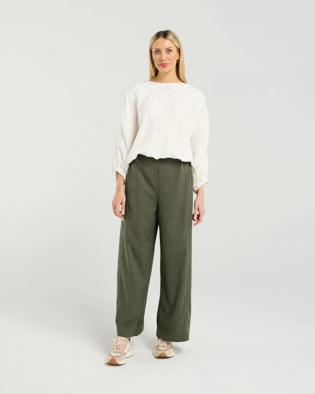 ET ALIA Aura Top Oversize Blanc Pleat Cream