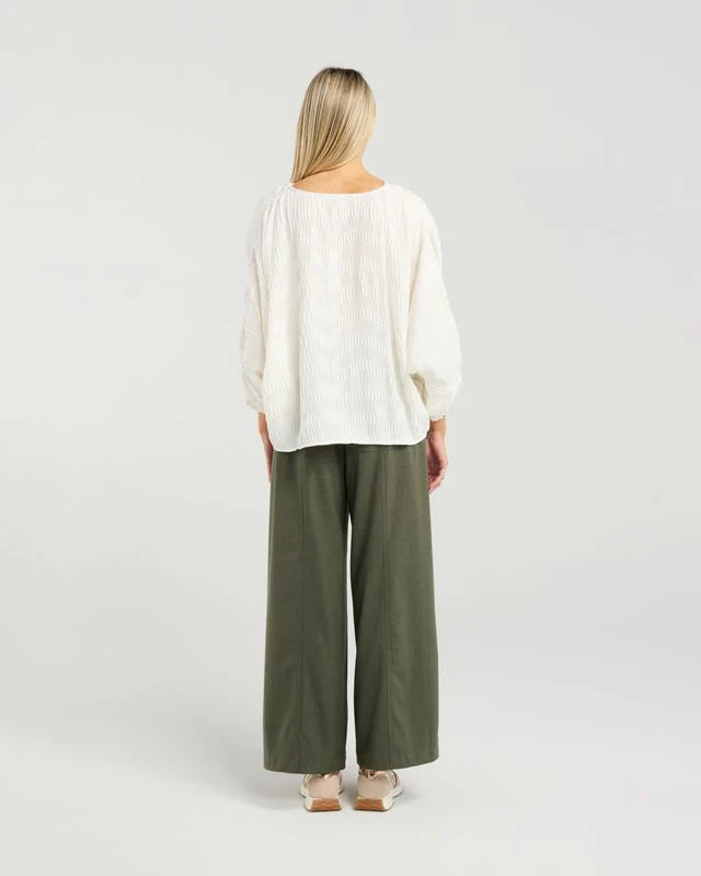 ET ALIA Aura Top Oversize Blanc Pleat Cream