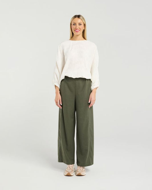 ET ALIA Aura Top Cream Blanc Pleat