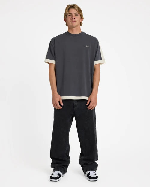QUIKSILVER AV-2 Knit Top Tee Acid Wash/Bone