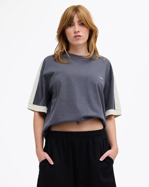 QUIKSILVER AV-2 Knit Top Tee Acid Wash/Bone