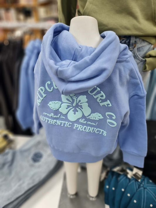 RIP CURL Girl Surf Puff Hood Party Fleece Cornflower Blue 1-8 Years