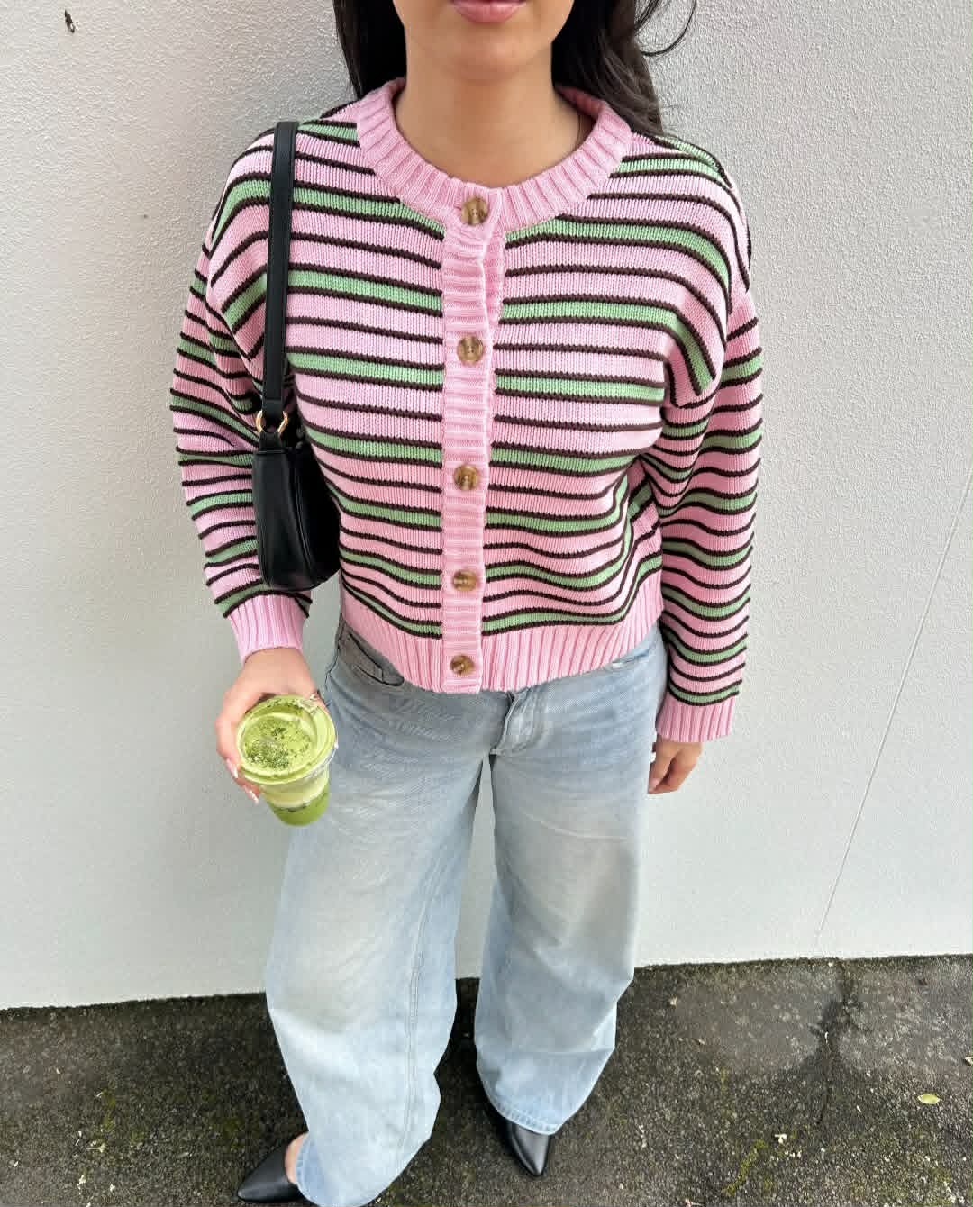 HUFFER Bobby Knit Cardigan Pink/Meadow