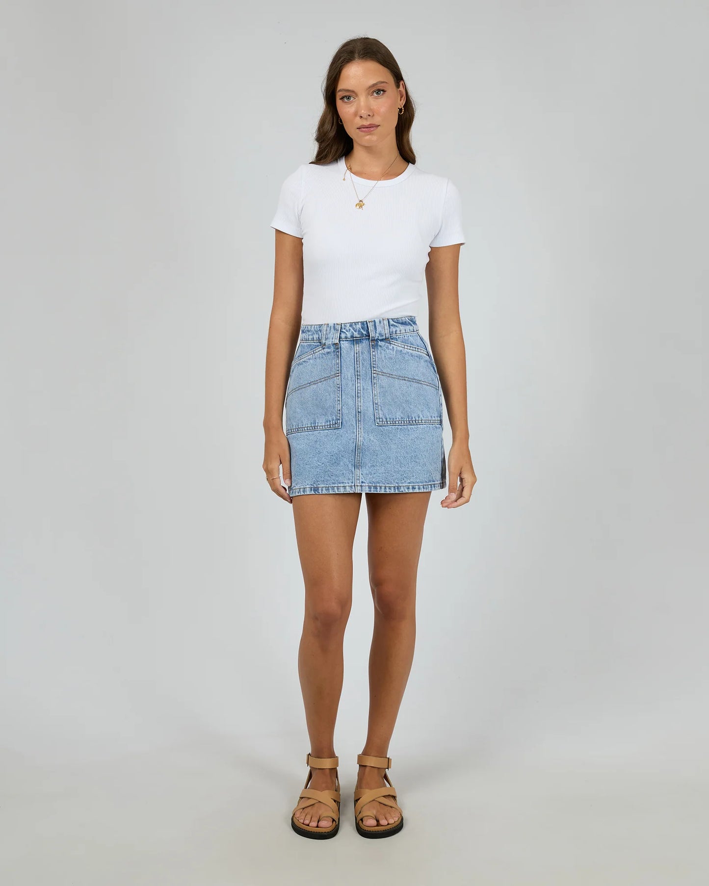 ALL ABOUT EVE Becca Skirt Light Blue Denim