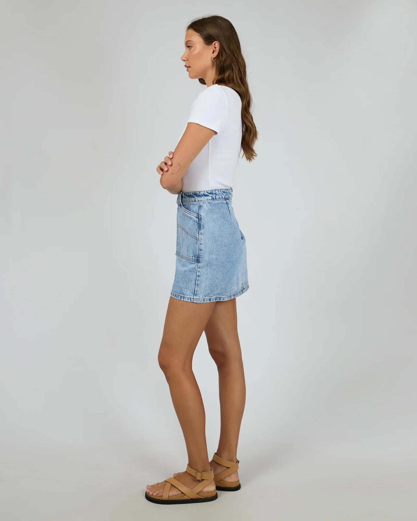 ALL ABOUT EVE Becca Skirt Light Blue Denim