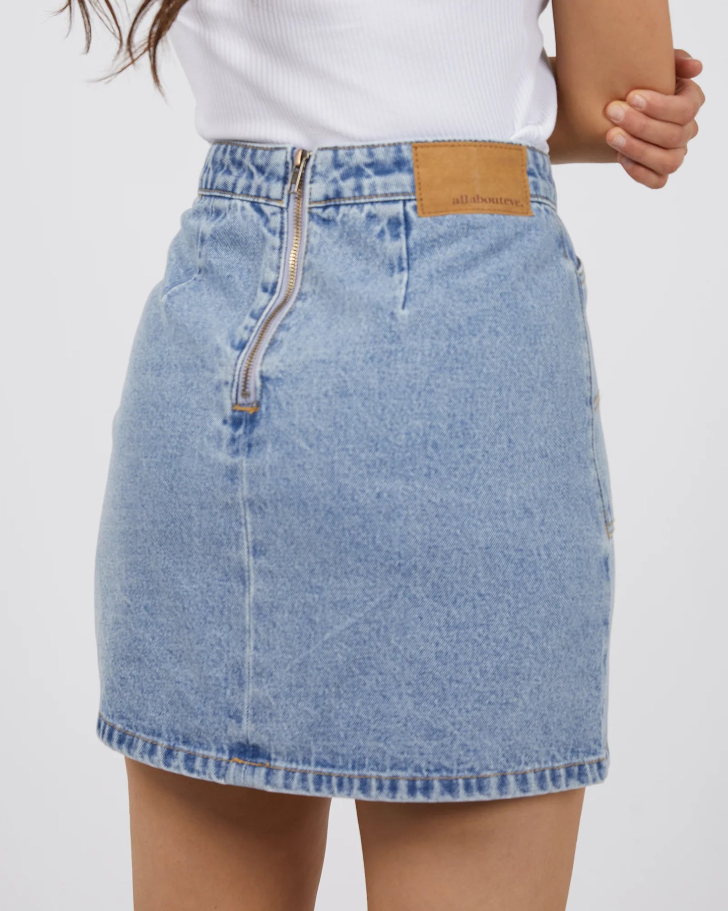 ALL ABOUT EVE Becca Skirt Light Blue Denim