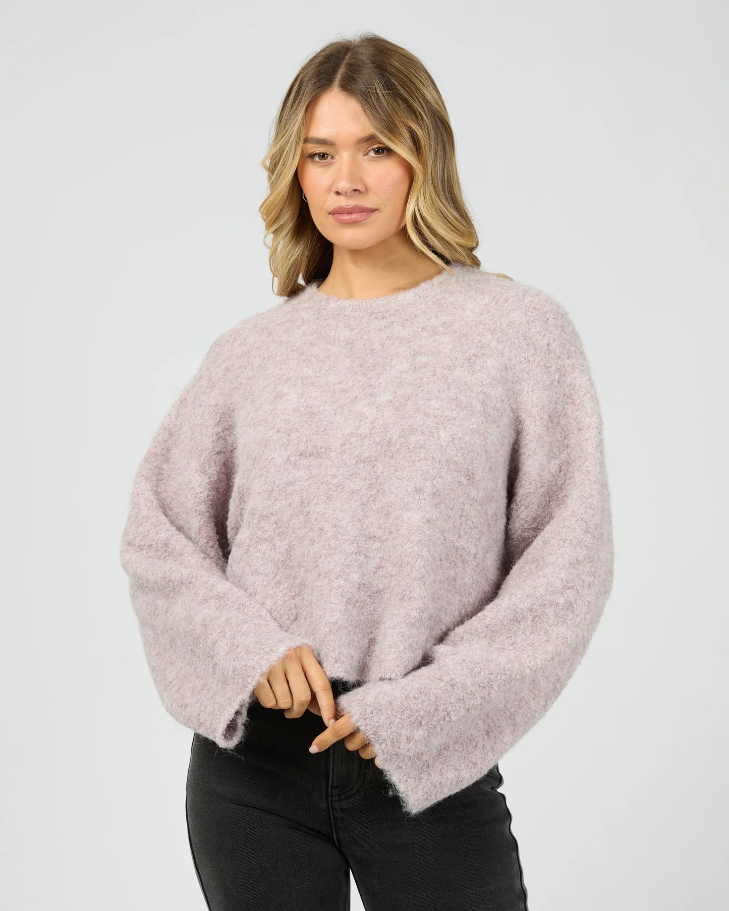 ALL ABOUT EVE Billie Boucle Knit Lavender