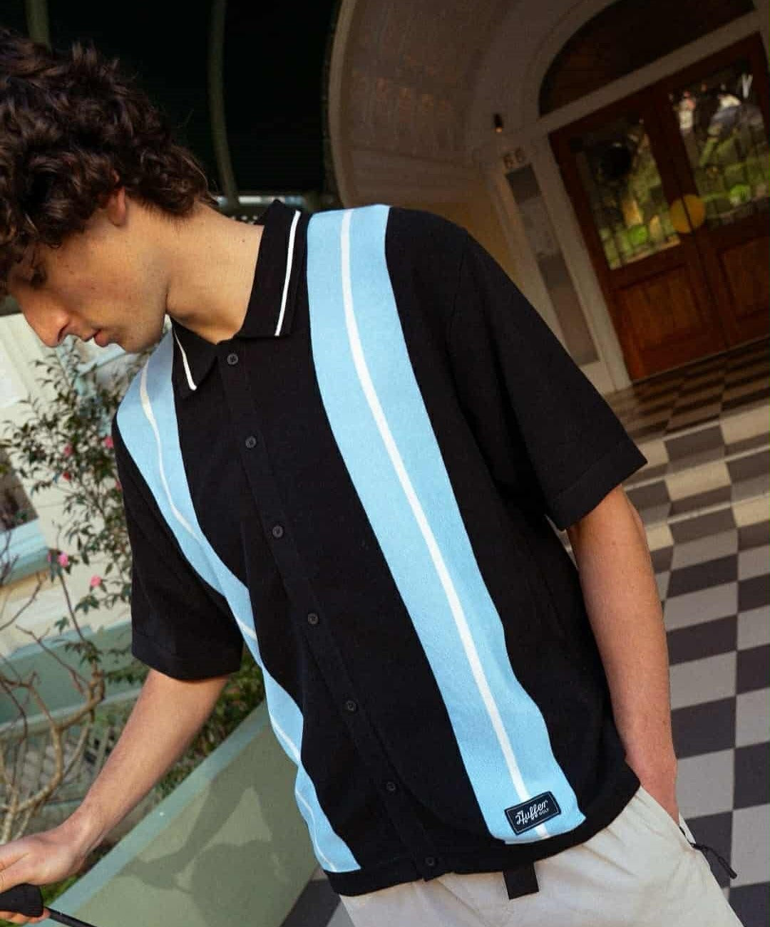 HUFFER GOLF Birdie Polo Knit Shirt Black