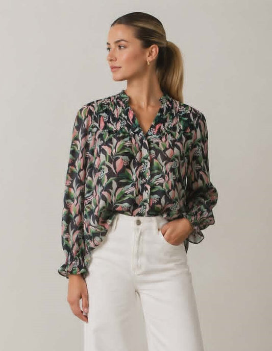BLACKSTONE Patti Stitched Pleat Blouse