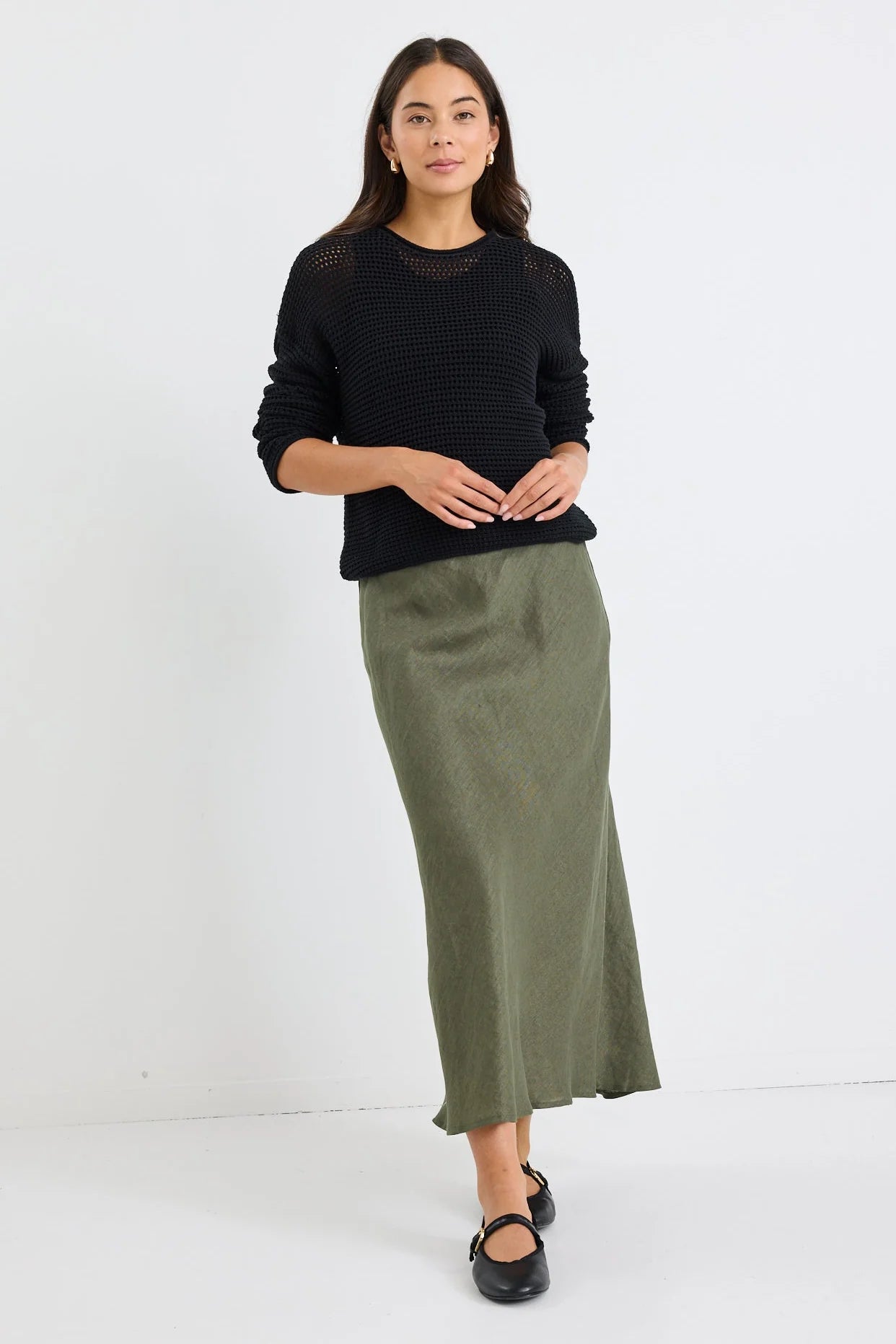 RE:UNION LABEL Bliss Linen Bias Cut Khaki