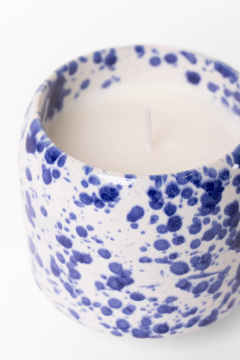 HAYZ HOMEWARES Blue Splash Glazed Ceramic Soy Candle