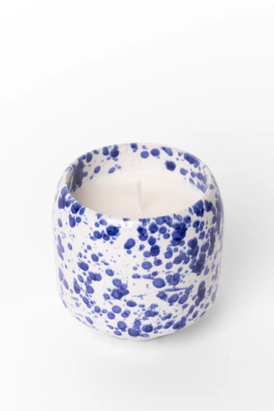 HAYZ HOMEWARES Blue Splash Glazed Ceramic Soy Candle