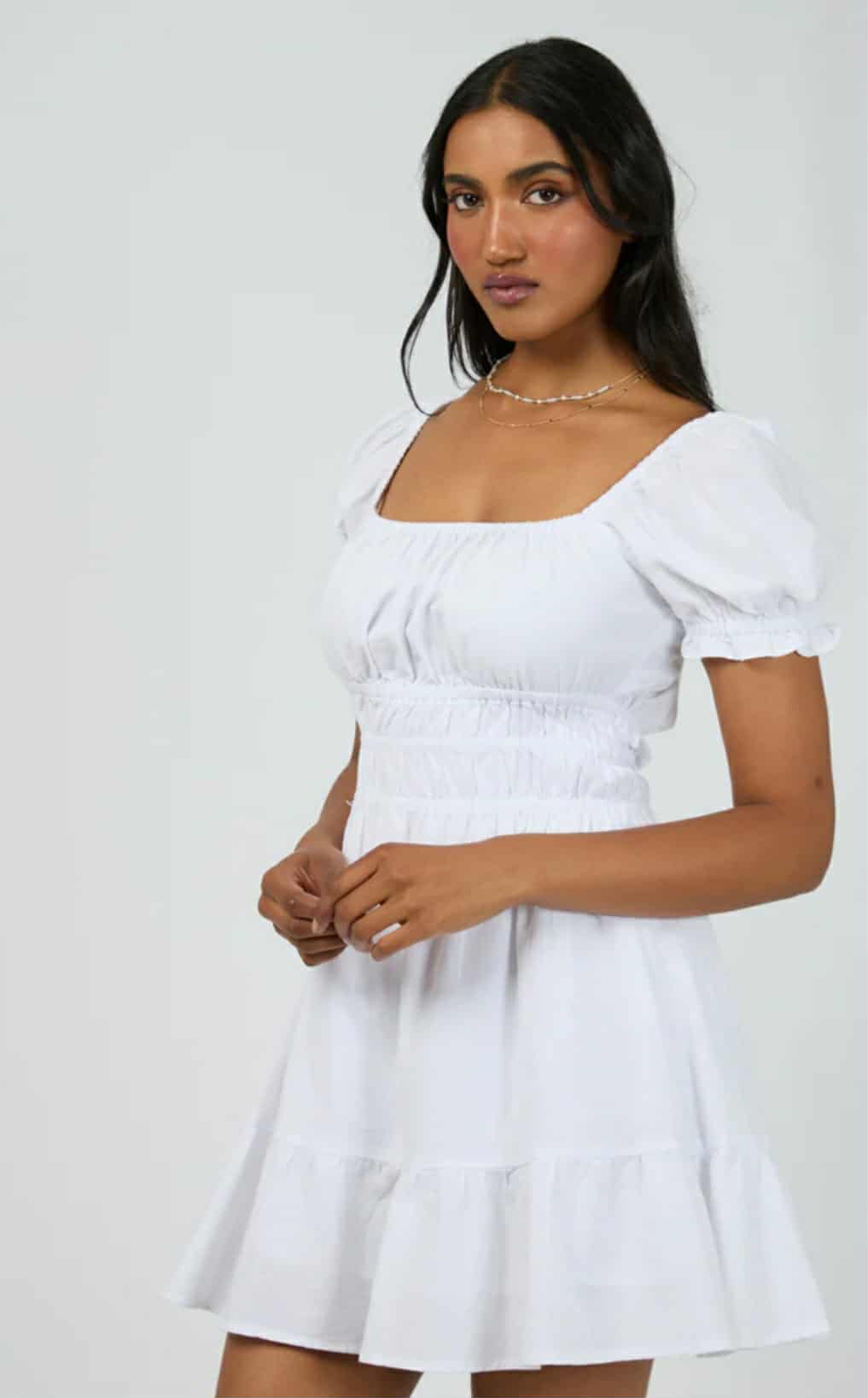 HUFFER Essential Short Sleeve Mini Dress White
