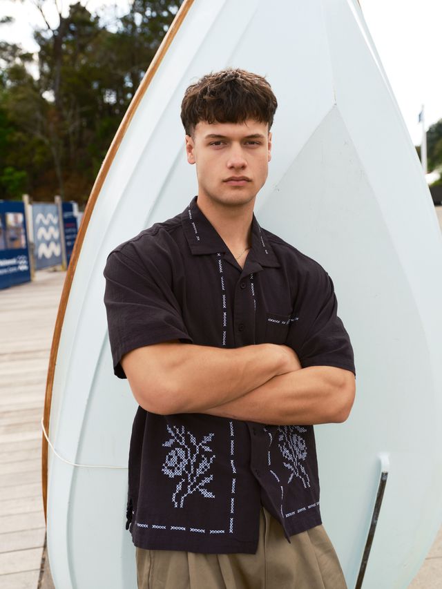 HUFFER Cabana Flora Shirt Basalt