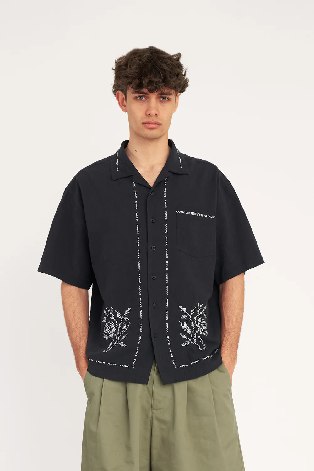 HUFFER Cabana Flora Shirt Basalt