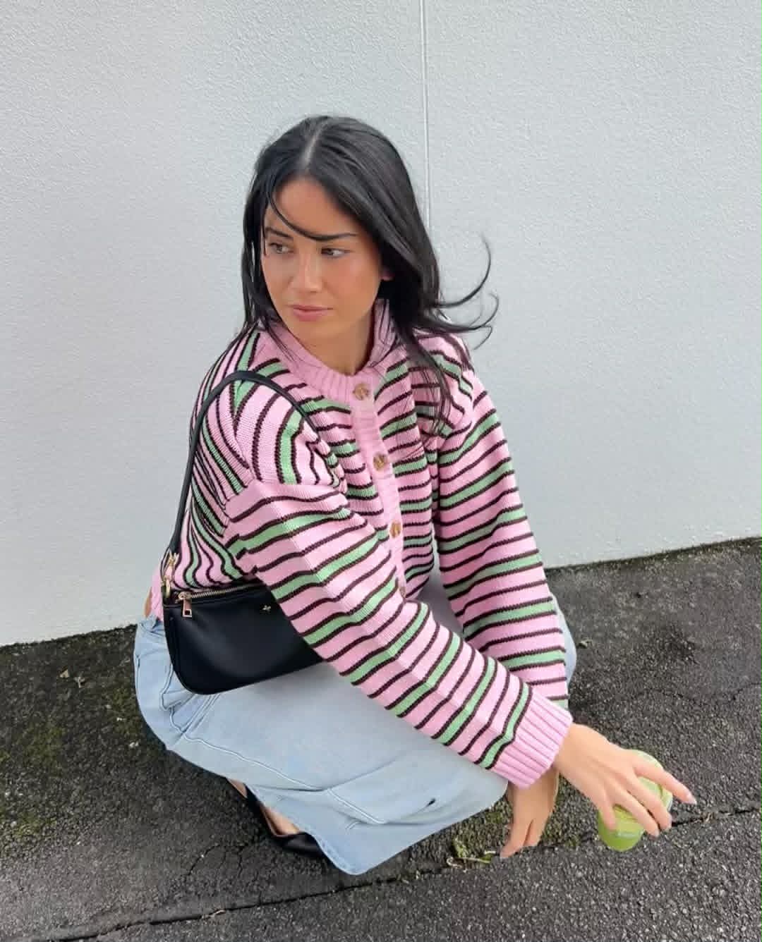 HUFFER Bobby Knit Cardigan Pink/Meadow