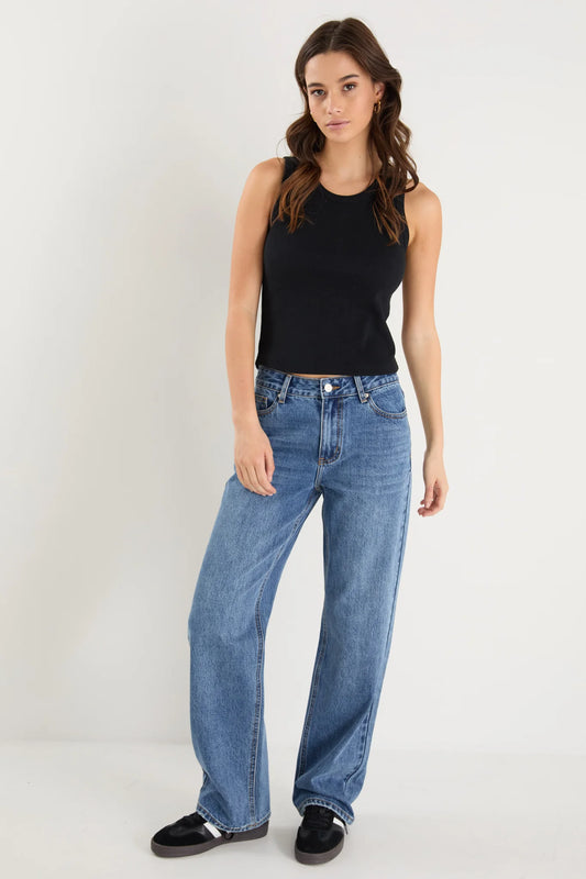 RE:UNION Cedar Mid Rise Jean Storm Blue