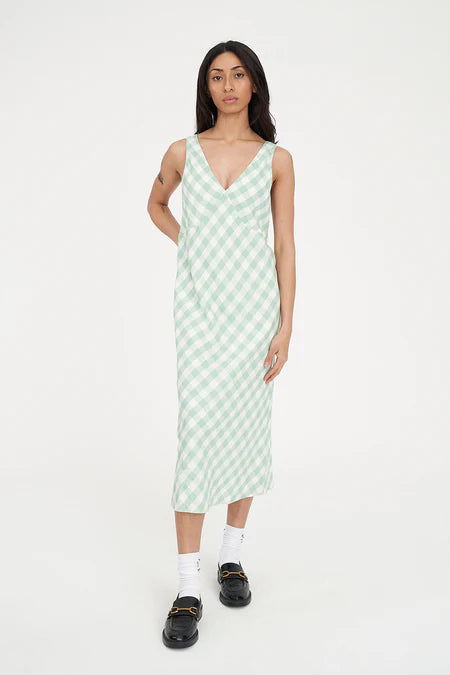 HUFFER Celine Dress Matcha/Chalk