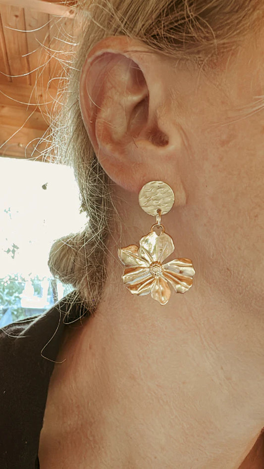 TWIGG JEWELLERY Chemistry Flower Double Earring Gold