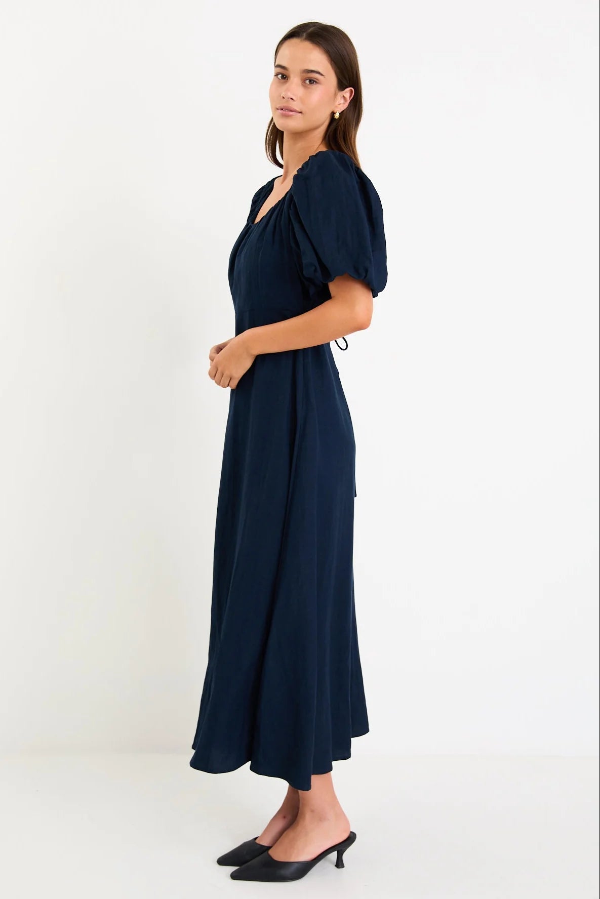STORIES BE TOLD Chorus Puff Sleeve Dress Navy