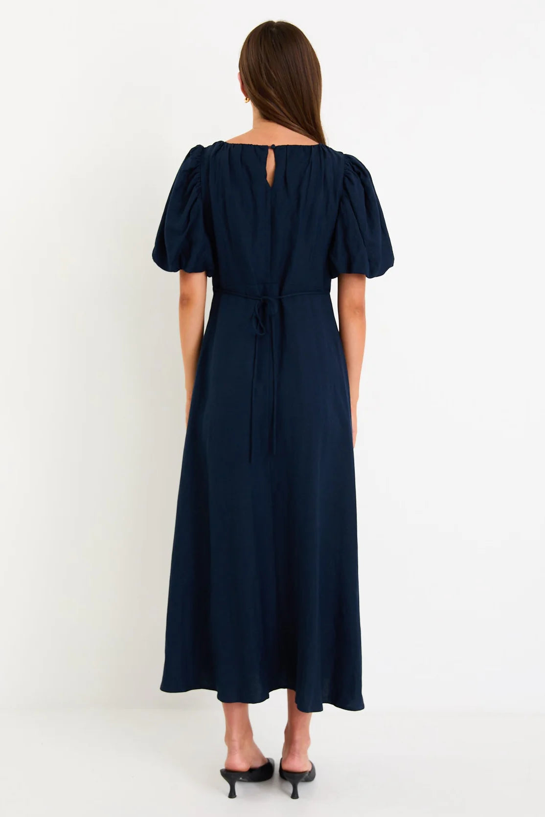 STORIES BE TOLD Chorus Puff Sleeve Dress Navy