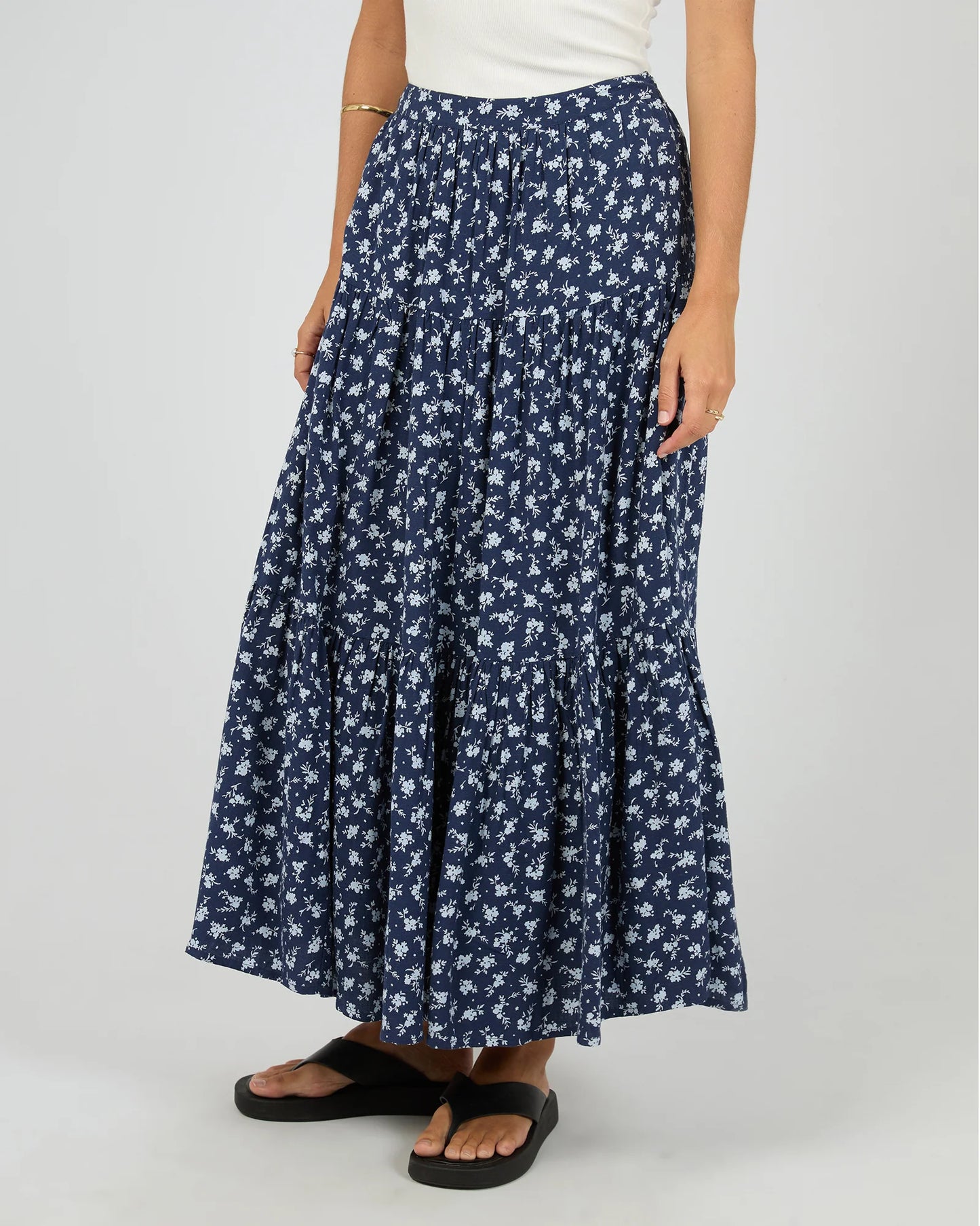 ALL ABOUT EVE Clarabelle Maxi Skirt Navy Print