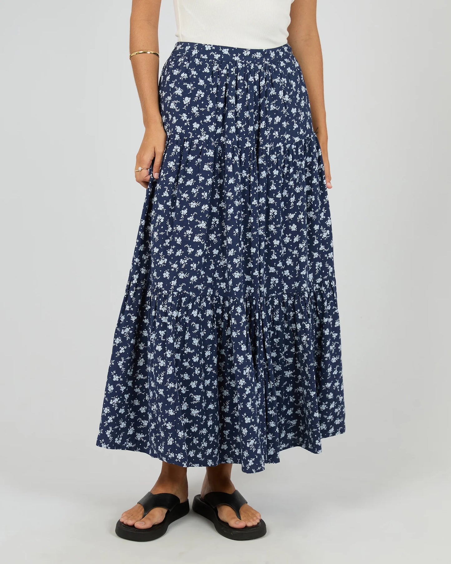 ALL ABOUT EVE Clarabelle Maxi Skirt Navy Print