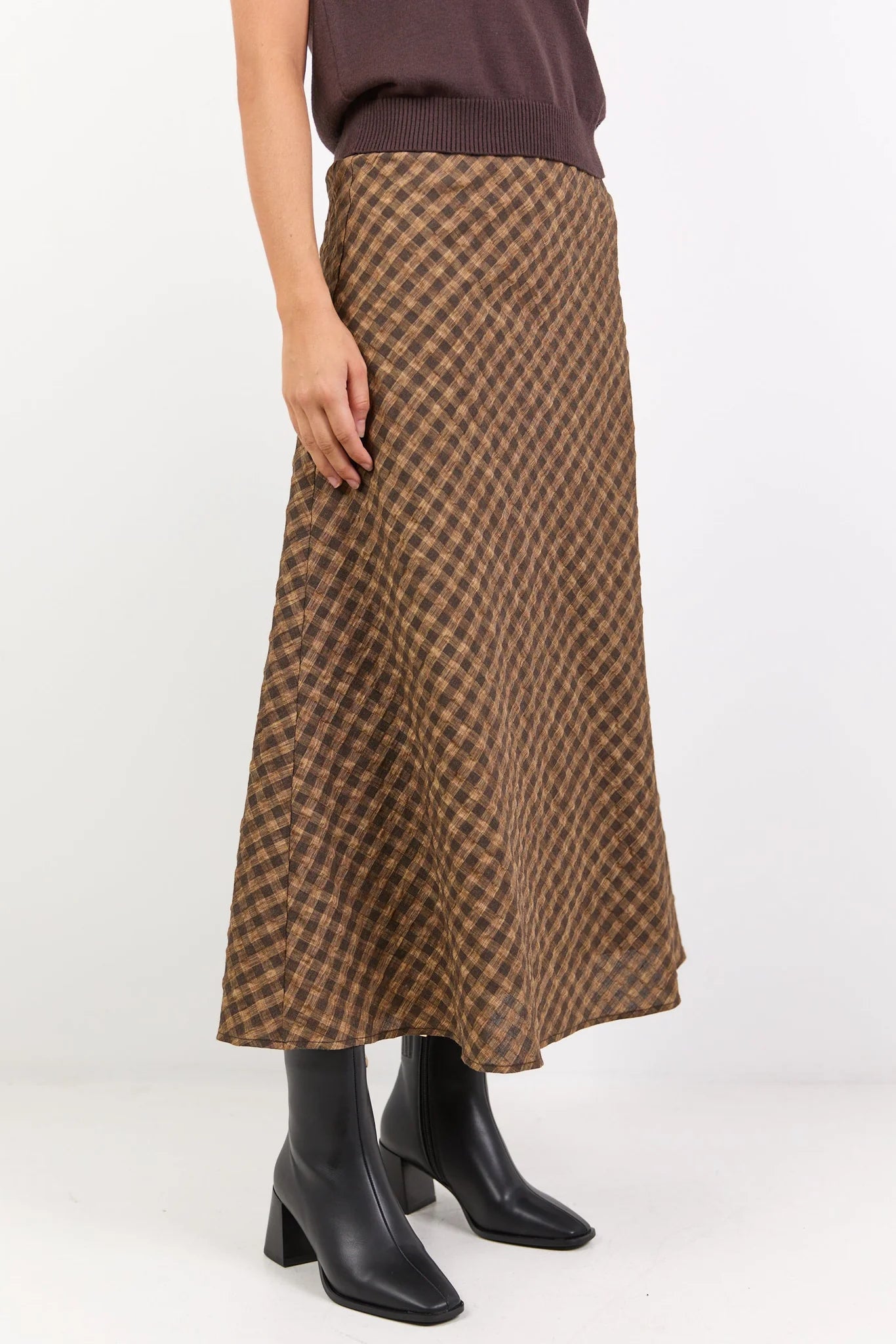 STORIES BE TOLD Companion Midi Skirt Chocolate Caramel