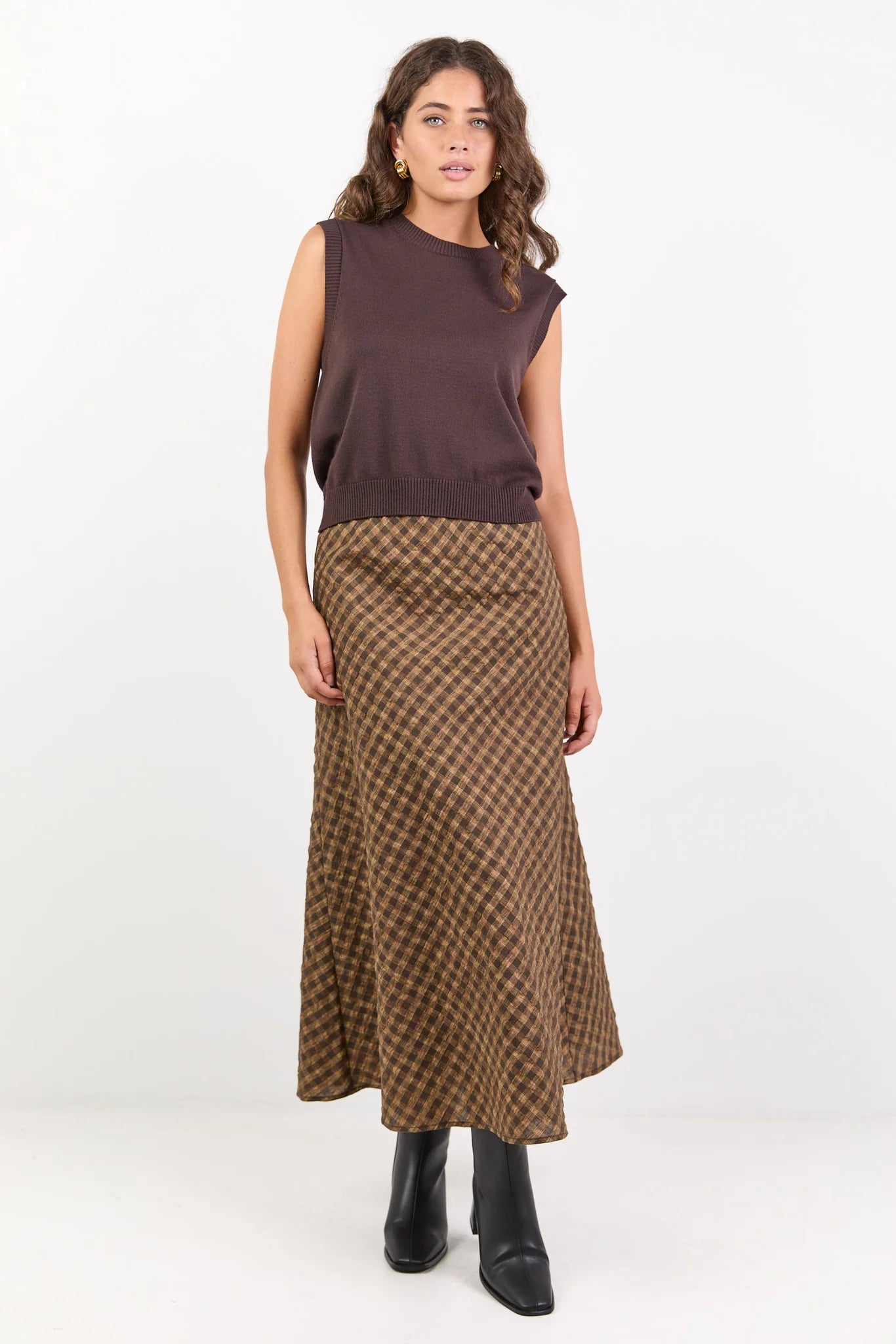 STORIES BE TOLD Companion Midi Skirt Chocolate Caramel
